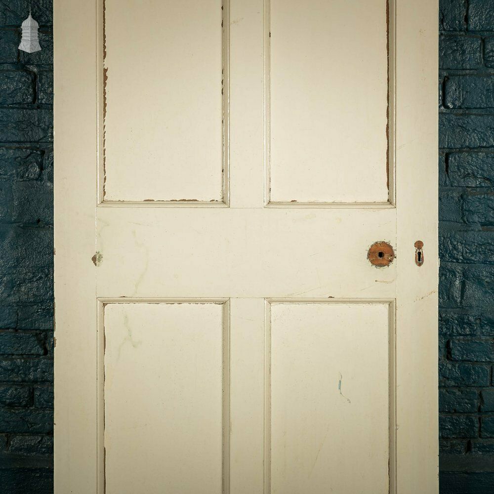 Pine Panelled Door, 4 Panel White Painted photo for sale