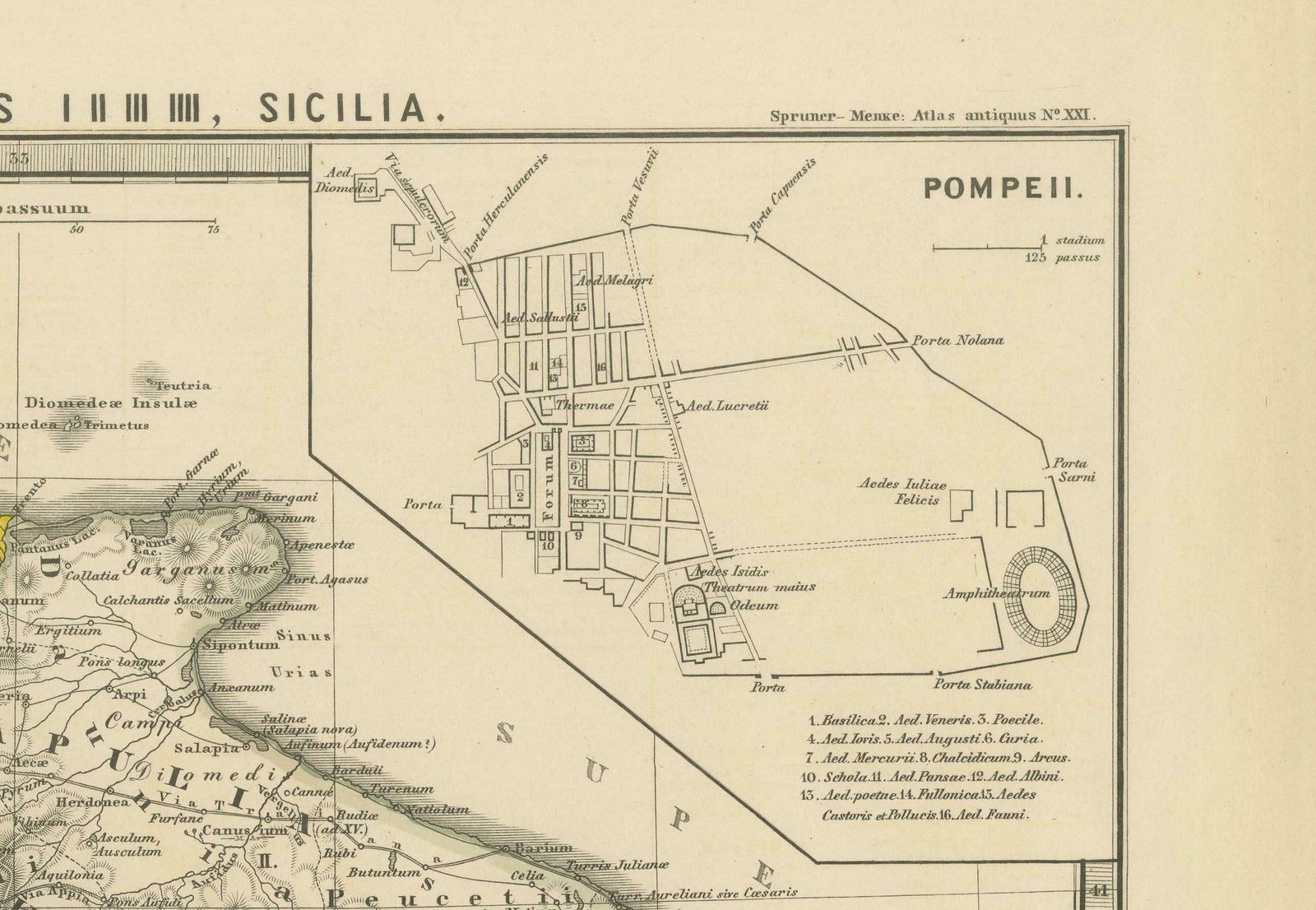 Antique Map Of The Regions Of Italy And Sicily During The Roman Empire, 1880 photo buy
