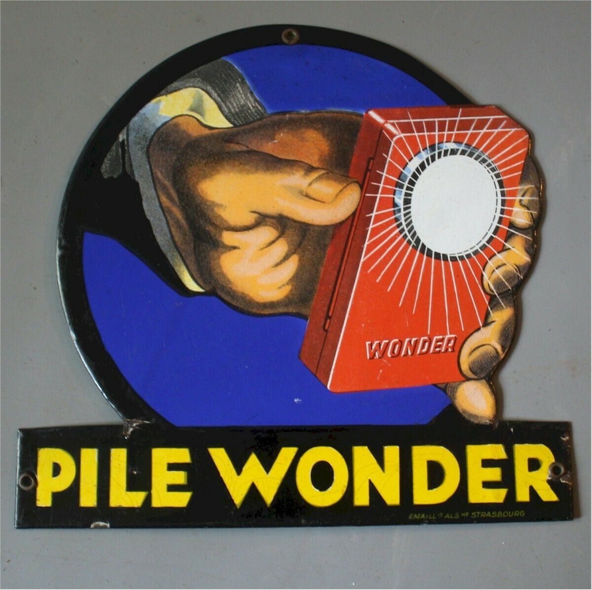Pile Wonder Enamel Advertising Sign photo 925.0
