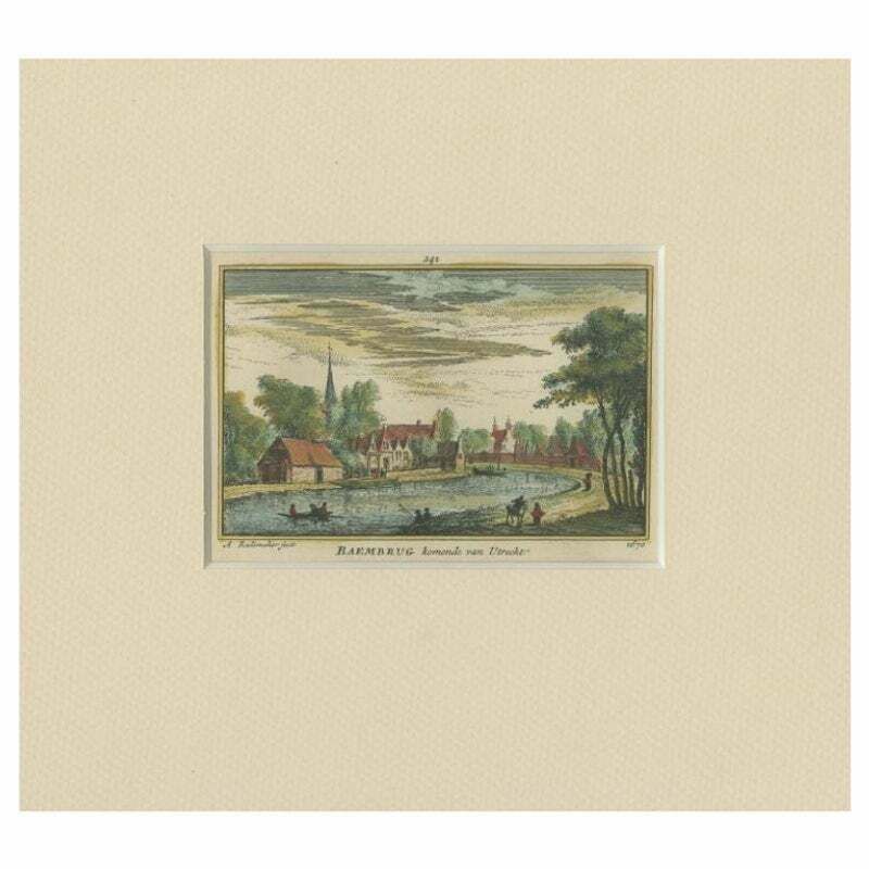 Antique Print Of The Village Of Baambrugge By Rademaker, C.1730