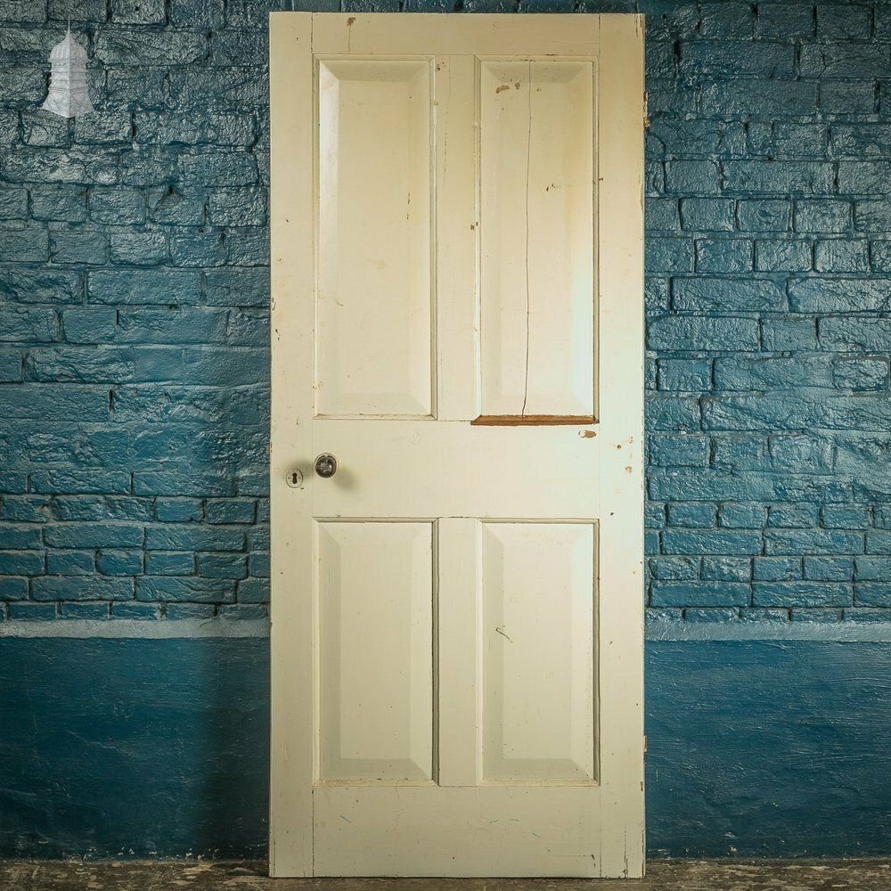 White Painted Door, Victorian 4 Panel With White Painted Finish