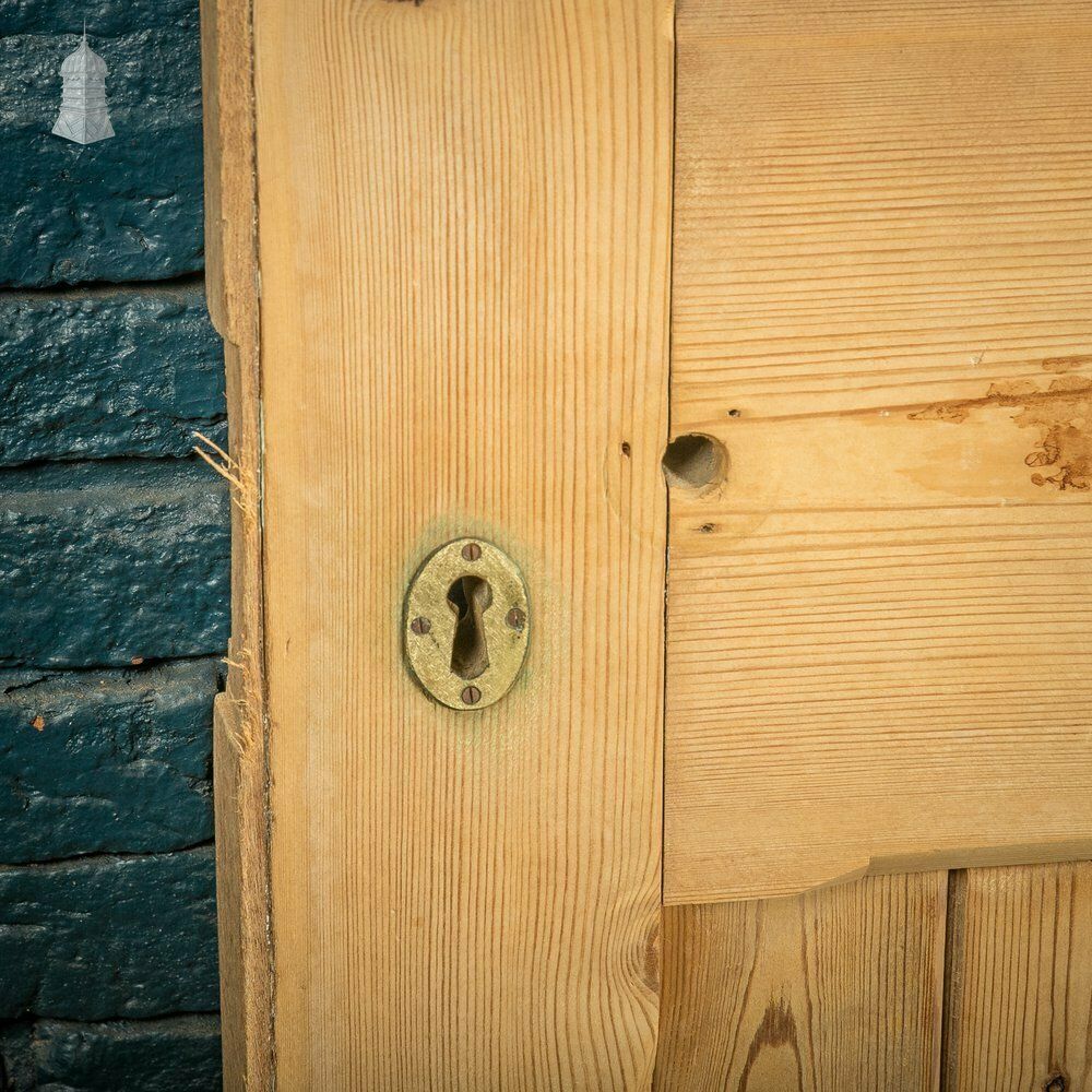 Cottage Door, 19th C Paneled Pine With Stop Chamfer Detail photo for sale