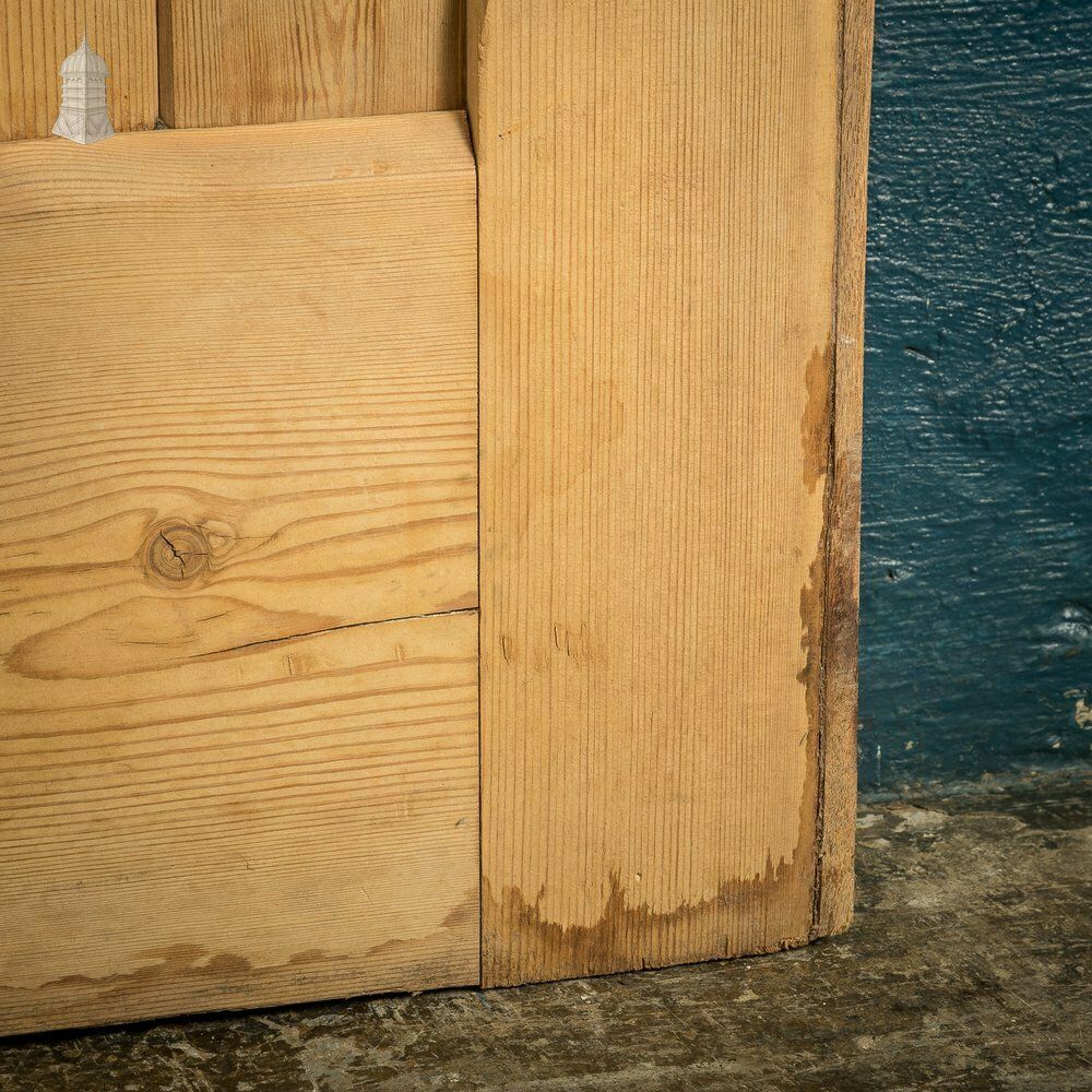 Cottage Door, 19th C Paneled Pine With Stop Chamfer Detail photo vintage