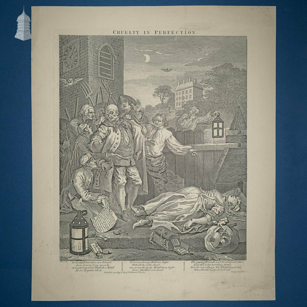 ‘The Four Stages Of Cruelty’ Set Of 4 Original 18th C Engravings By William Hogarth Dated 1751 photo Art