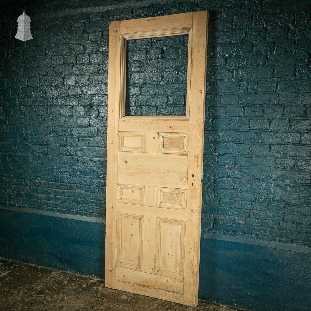 Internal Paneled Door, 19th C Pine For Reglazing photo vintage