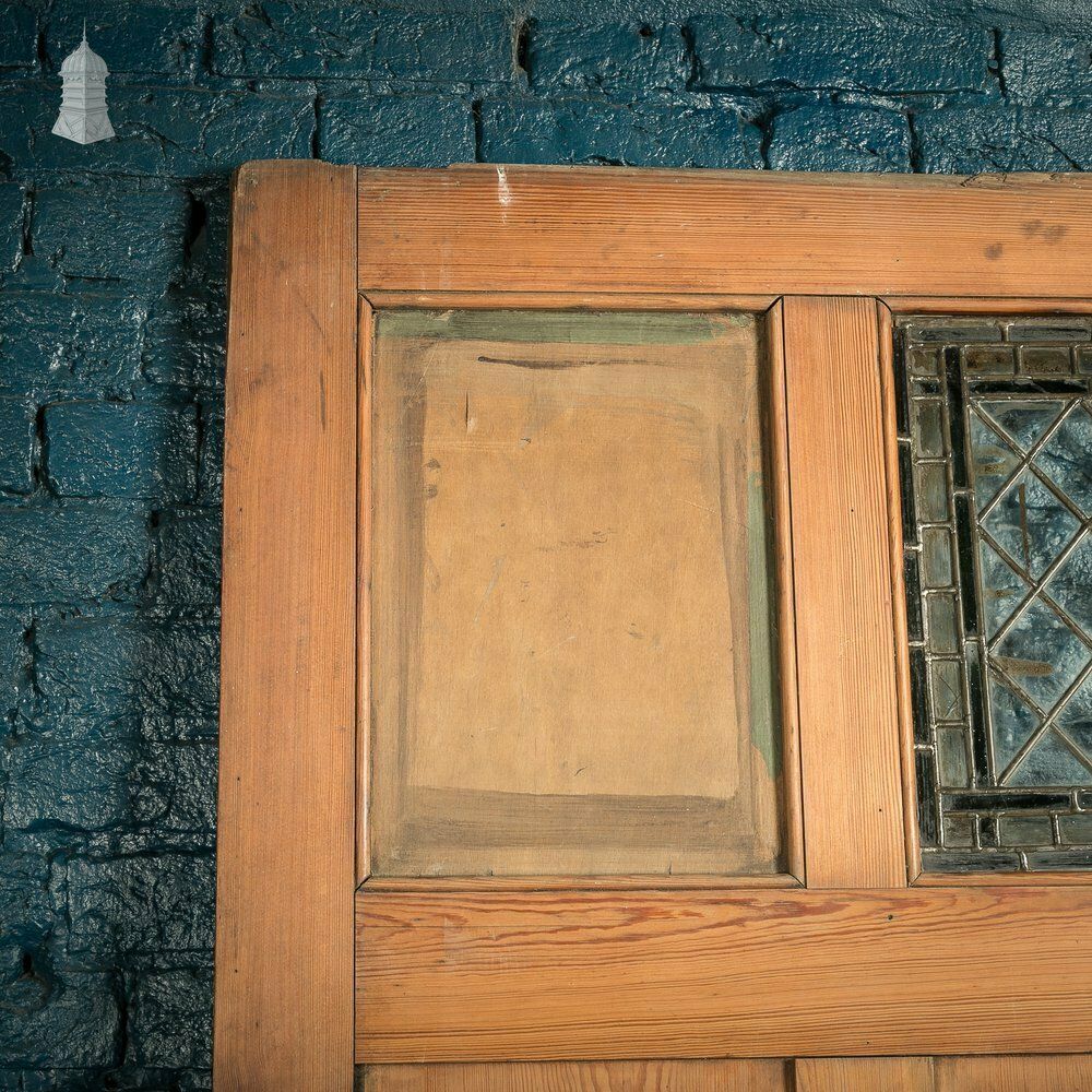 Pitch Pine Paneled Door With Leaded Glass Window, Victorian photo Home Fixtures