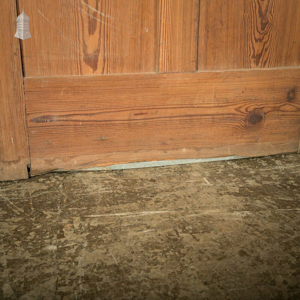Pitch Pine Paneled Door With Leaded Glass Window, Victorian photo vintage