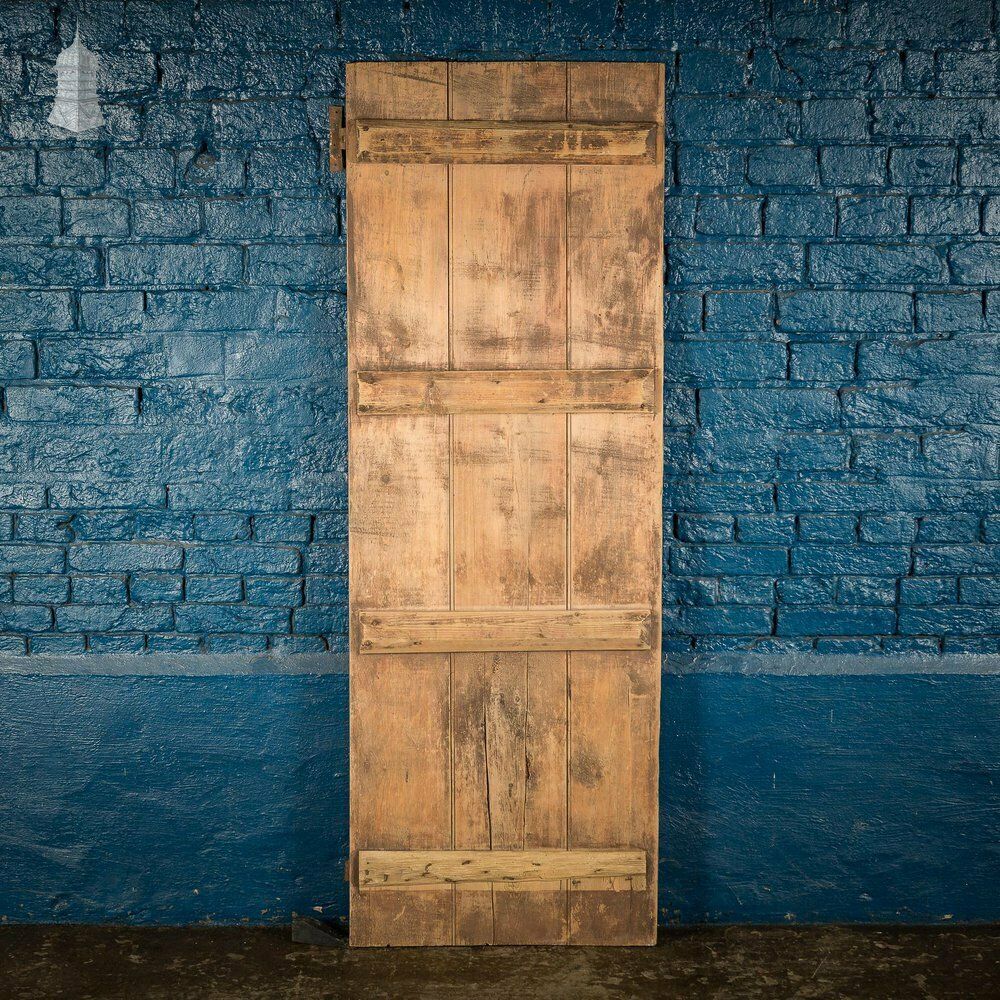 Small Georgian Green Painted Ledged And Braced Cottage Door photo for sale