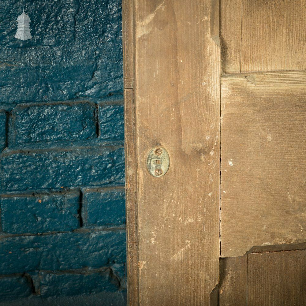 Narrow Paneled Door, 19th C Pine With Stop Chamfer Detail photo furniture