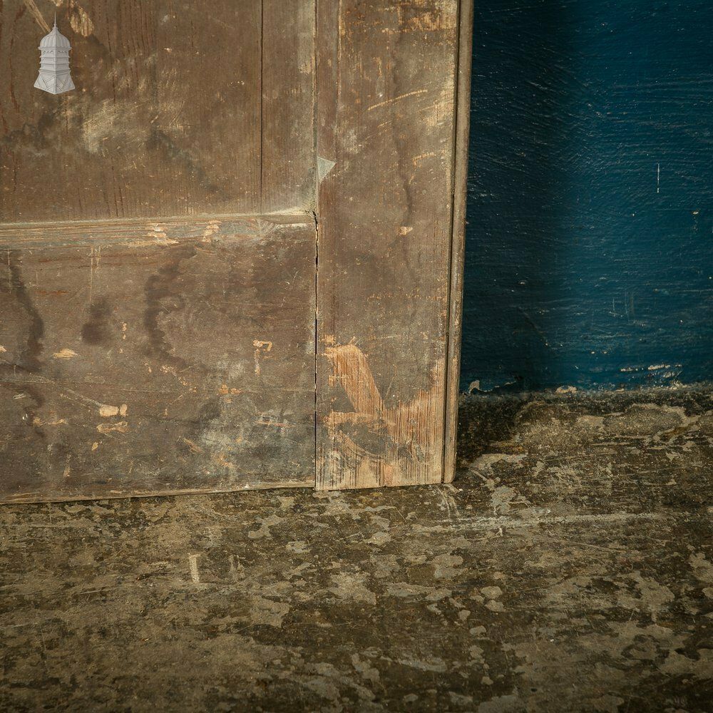 photo furniture Narrow Paneled Door, 19th C Pine With Stop Chamfer Detail