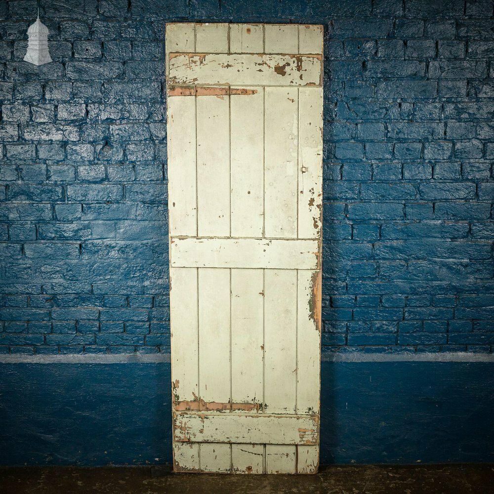 240.0 Cream Painted Ledged And Braced 19th C Cottage Door photo