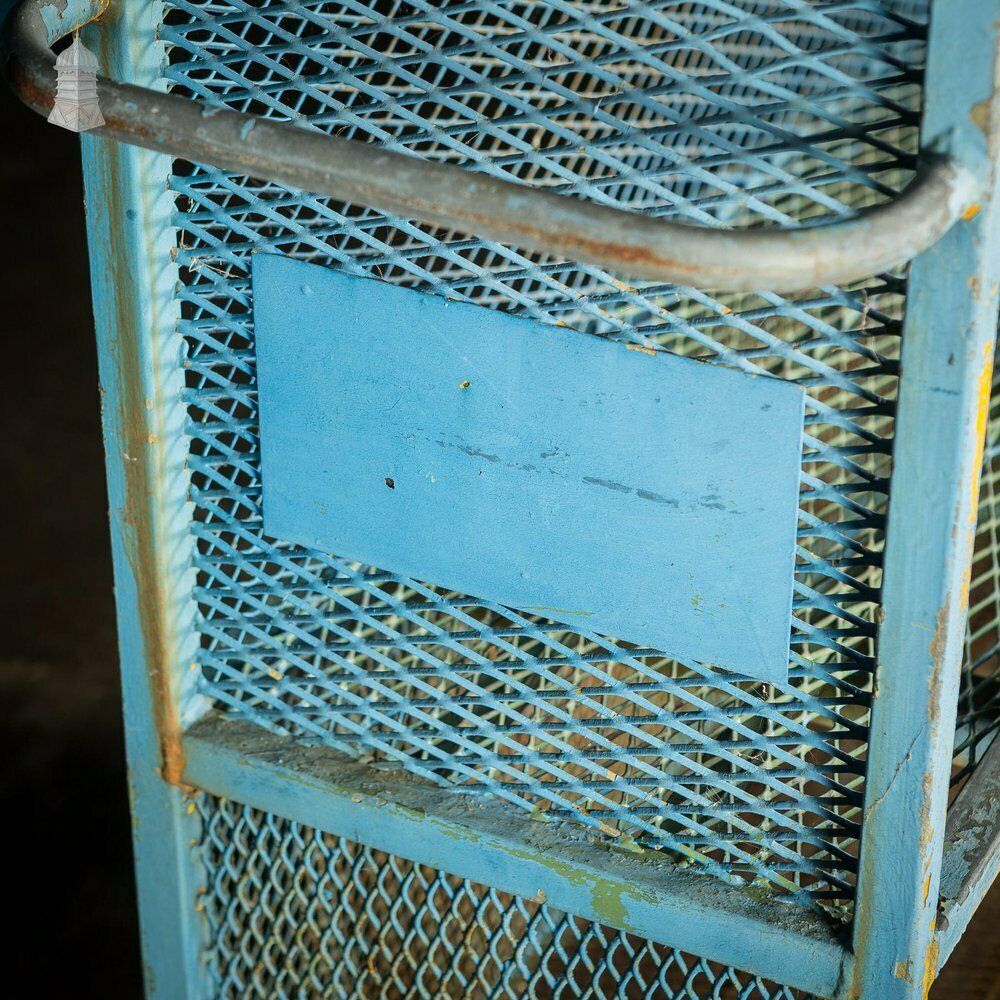 Vintage Industrial Blue Steel Trolley Mobile Shelving Unit photo buy