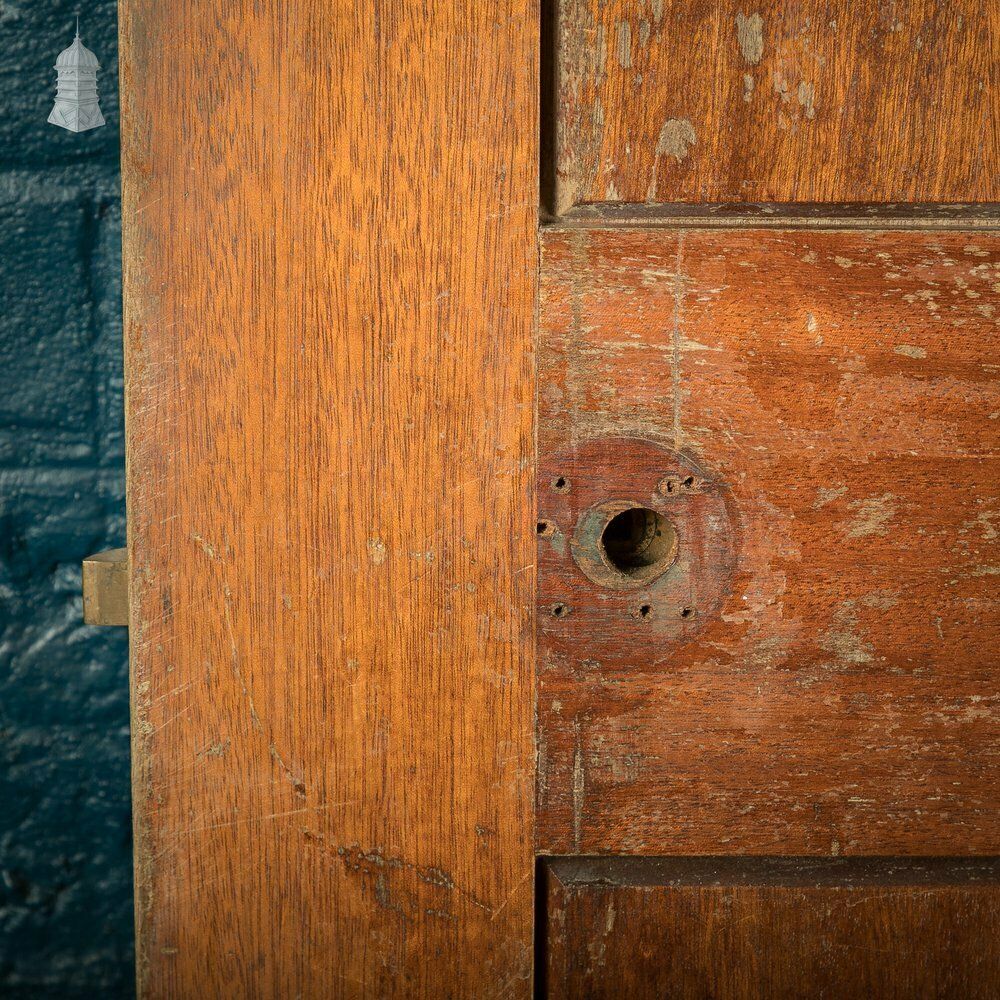 Wide Hardwood Door, Early 20th C Two Panel Mahogany photo buy