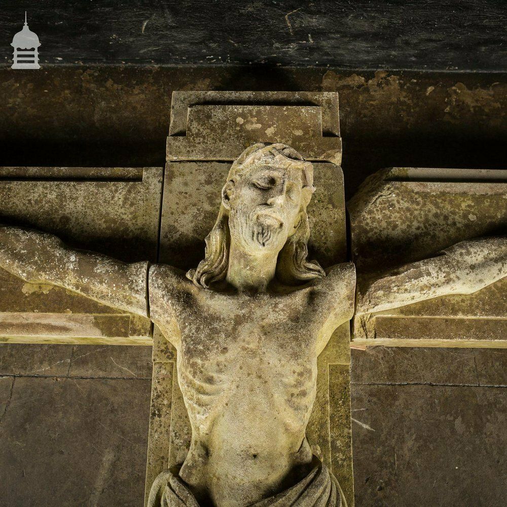 A Life Sized Jesus On The Cross On A Huge 14ft X 6ft Crucifix Carved In Stone photo buy