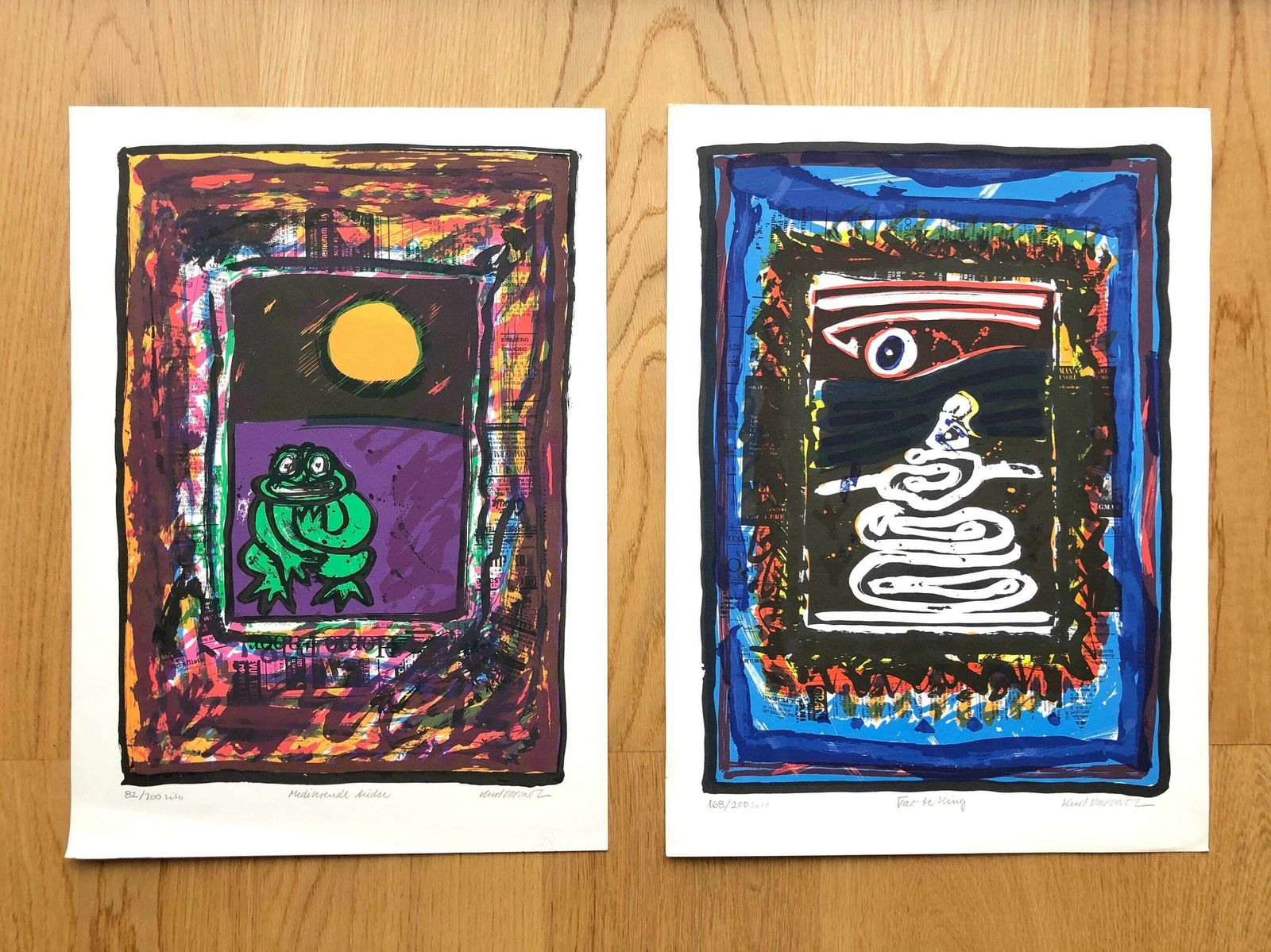 Two Original Lithographs By Kurt Dupont (1941 )   Colorful Expressionistic Art From The 1980s