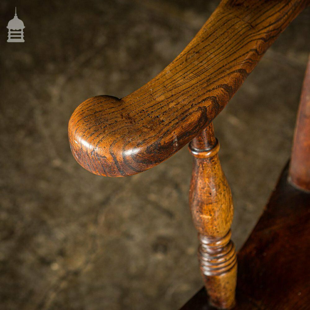 19th C Lath Back Windsor Armchair With H Stretcher And Turned Arm Supports photo vinterior