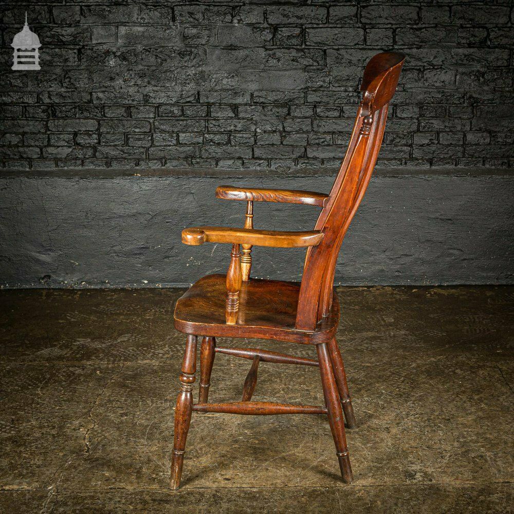 photo buy 19th C Lath Back Windsor Armchair With H Stretcher And Turned Arm Supports