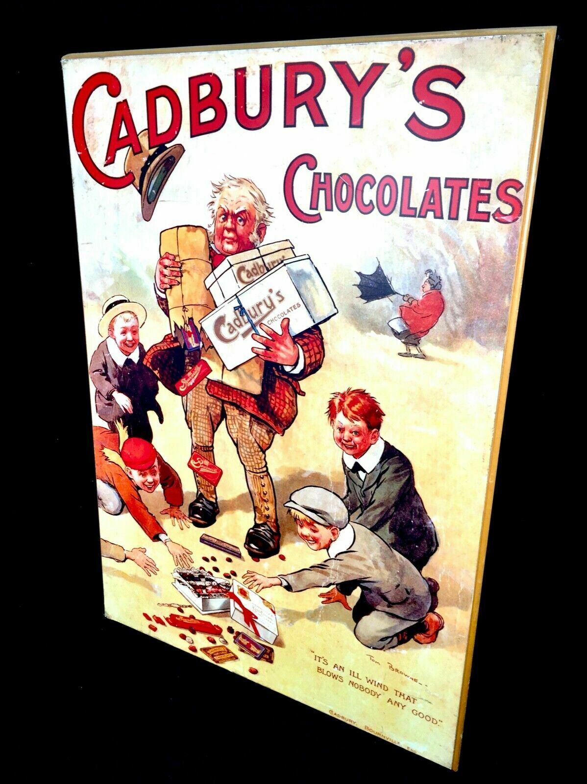 Antique Advertising   Large 70s Cadburys Poster Salvaged From Bournville Factory photo for sale