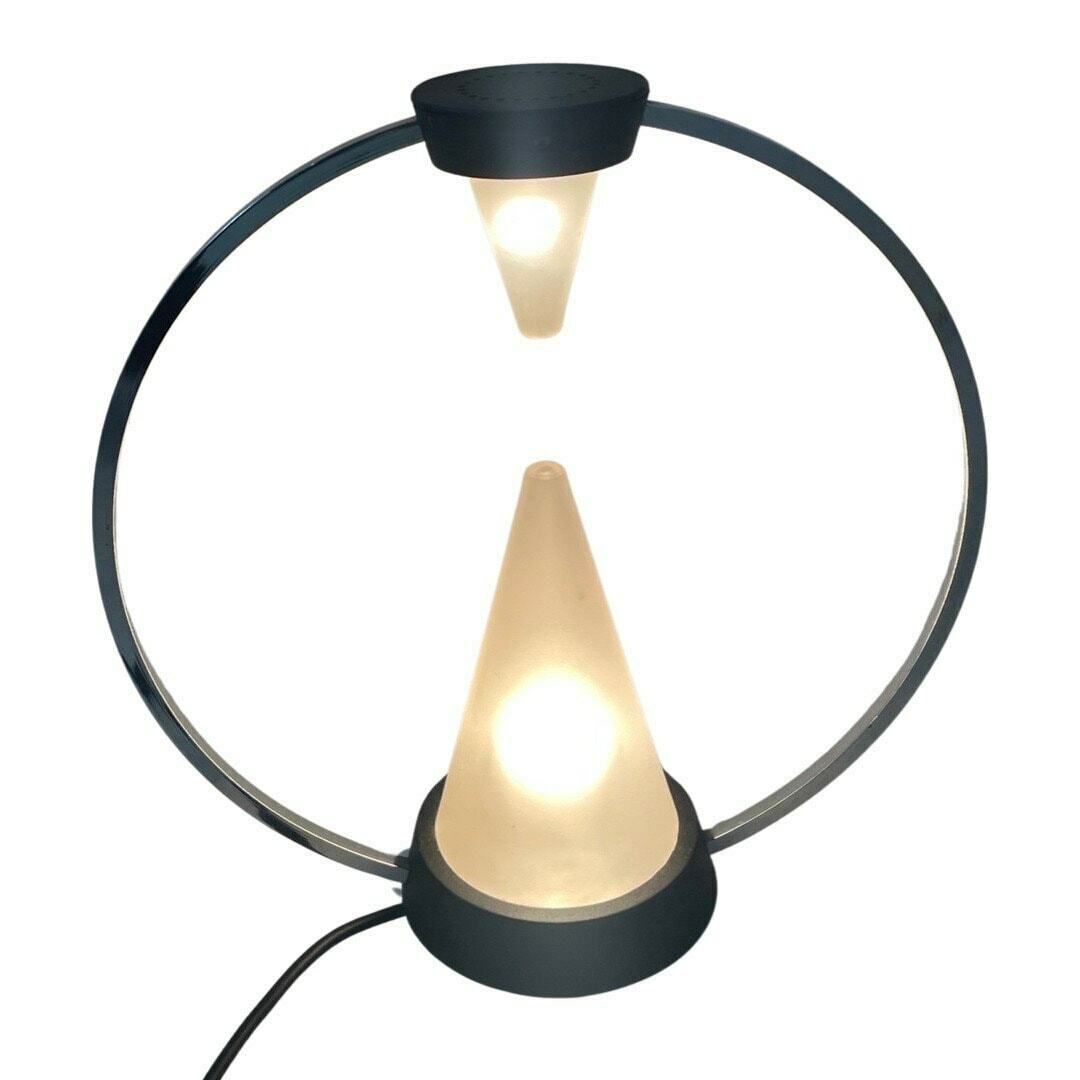 Vintage Memphis Style Desk Lamp   Two Pyramids Inside A Metal Circle photo furniture