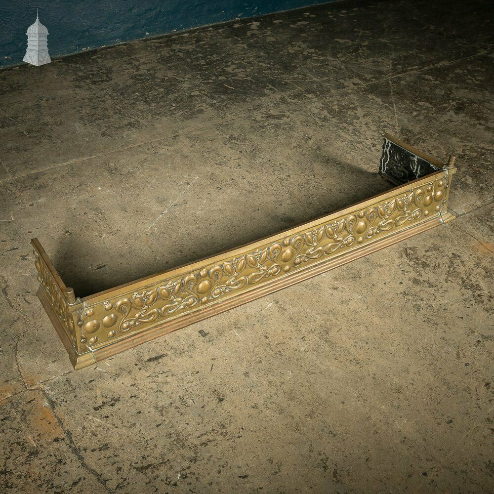 Brass Fireplace Fender, Art Nouveau photo for sale