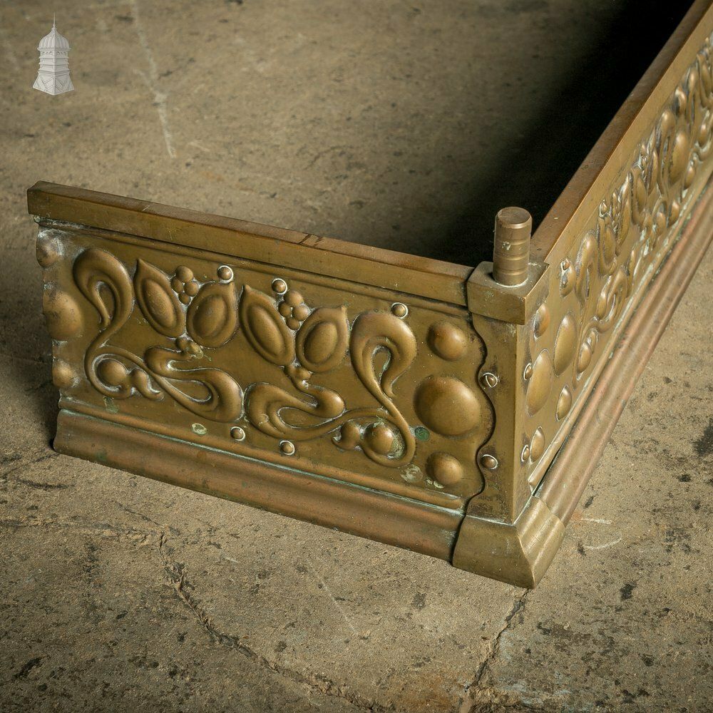 photo furniture Brass Fireplace Fender, Art Nouveau