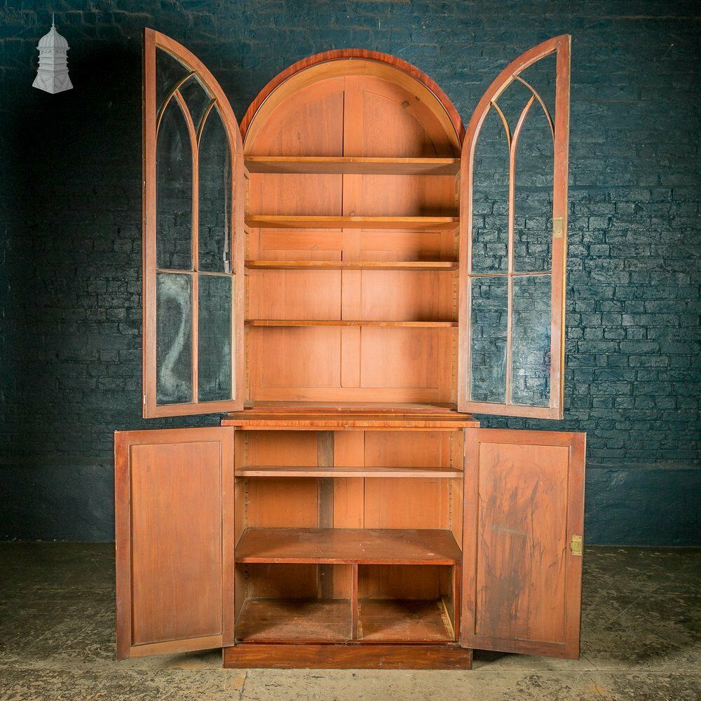 Regency Bookcase Cabinet, Arch Top Mahogany With Astral Glazing photo Furniture
