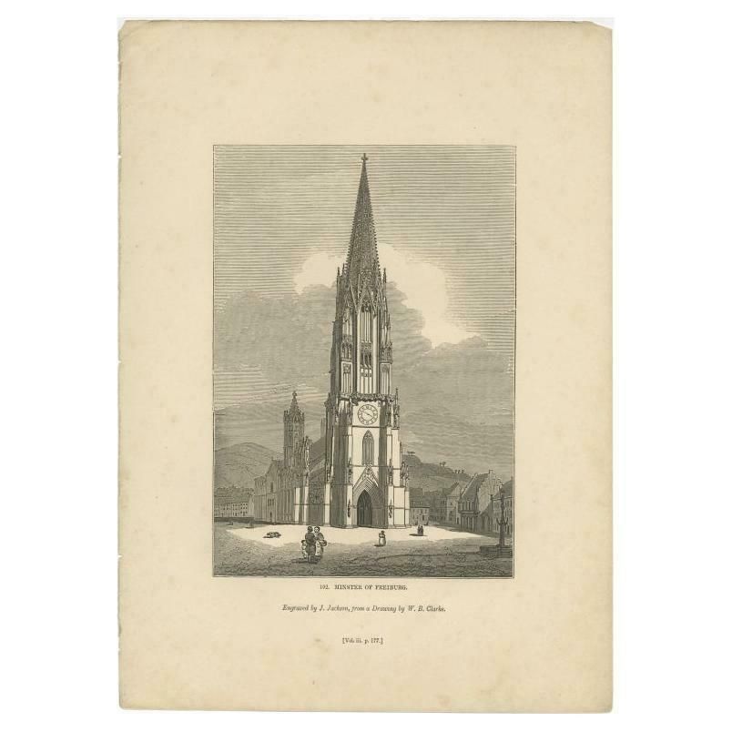 Antique Print Of The Freiburg Minster By Knight, 1835