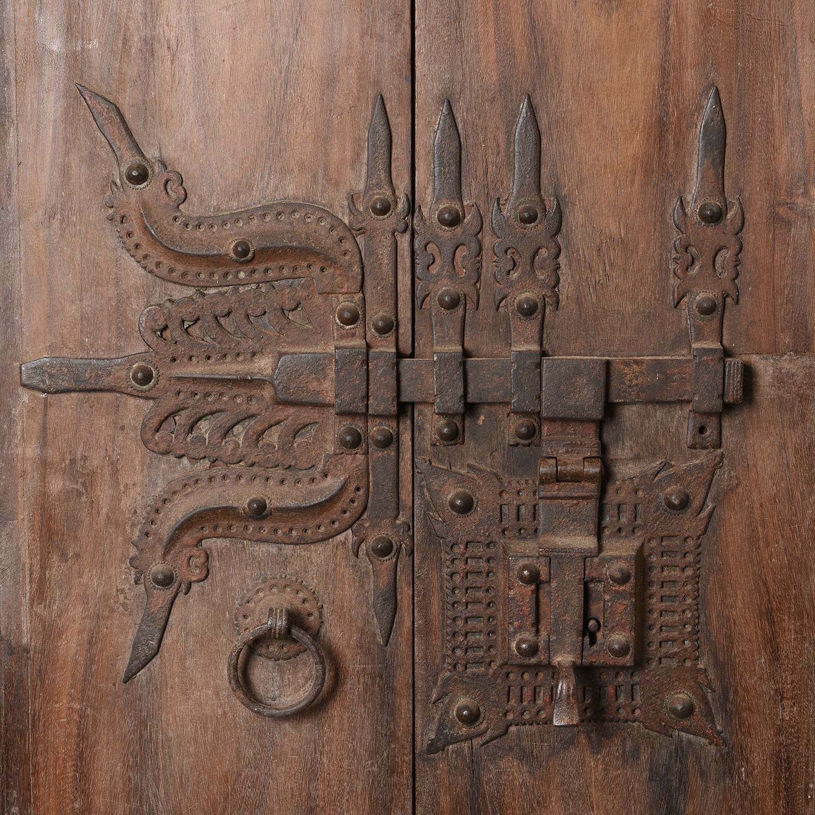Old Kerala Door With Ornate Iron Lock 19thc photo Home Fixtures