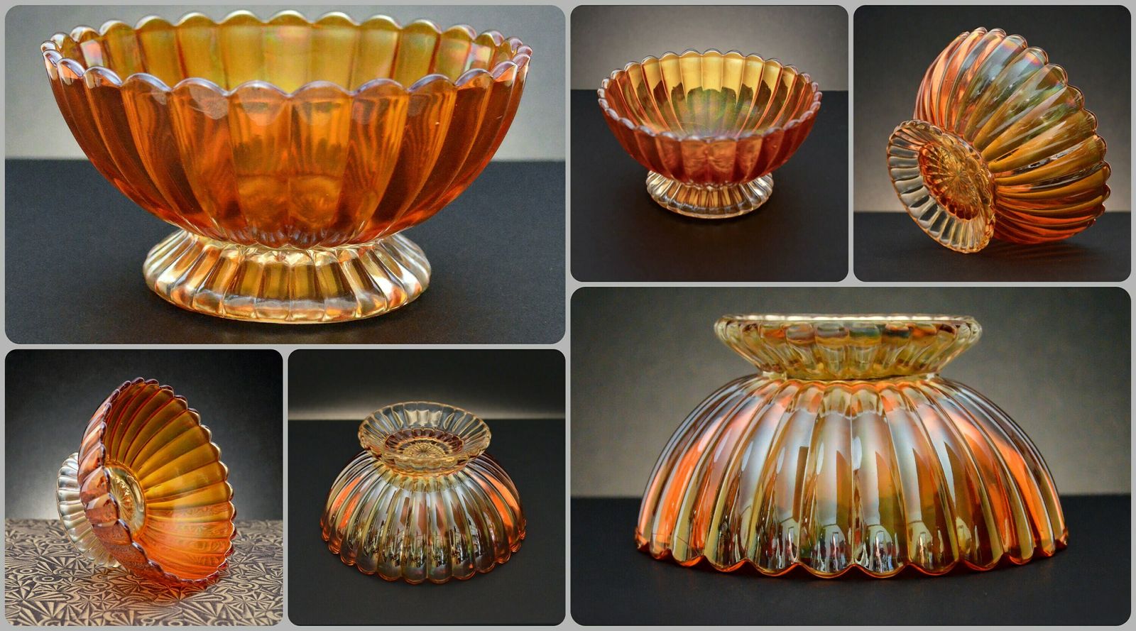 Carnival Glass Collection, Fenton Autumn Acorns Bowl, Imperial Hobstar Pedestal Vase, Imperial Pillar Flute Bowl photo buy