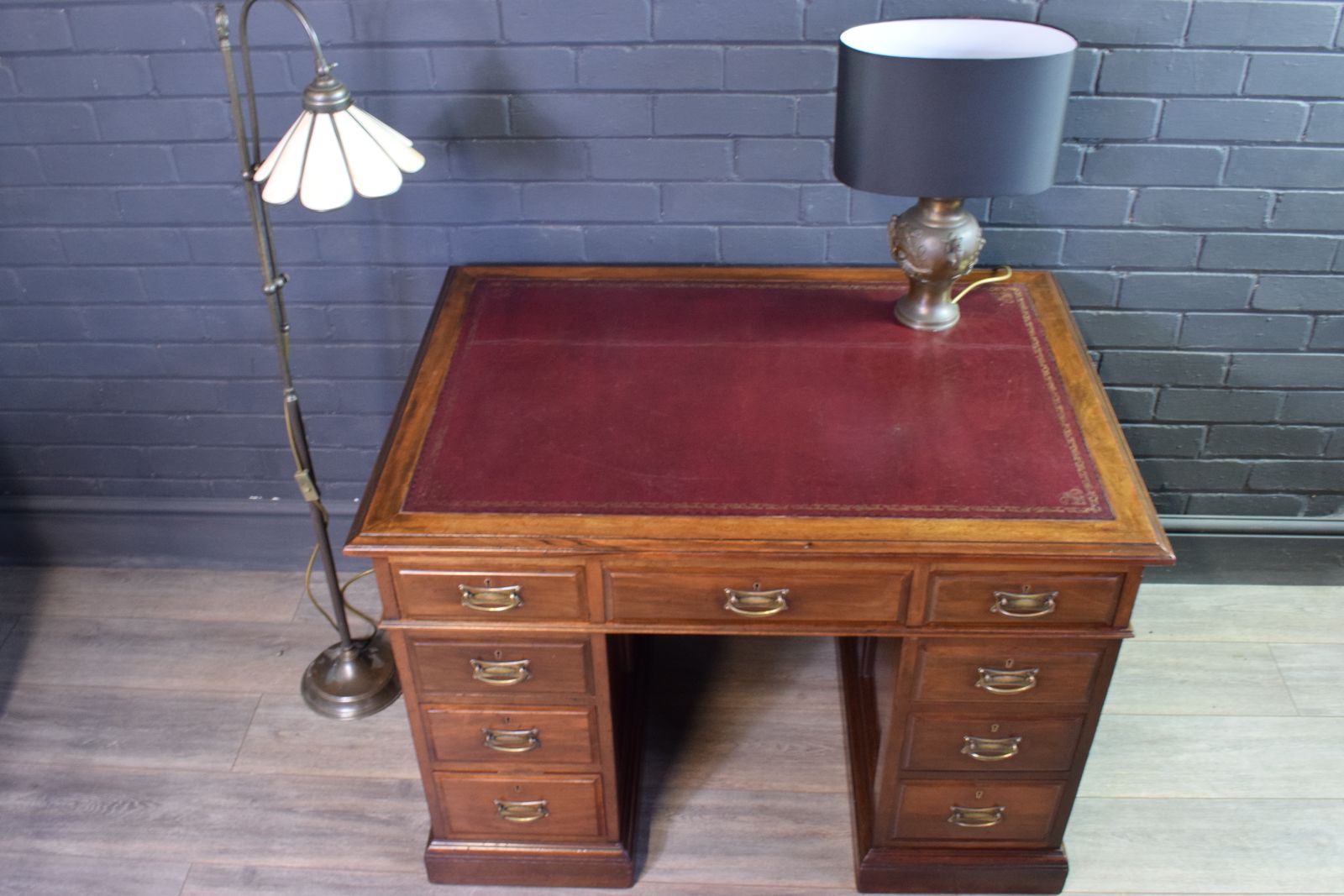 Mahogany Leather Top  Desk ,A Nice Example Of The Manchester Furniture Makers Goodalls & Co photo vintage