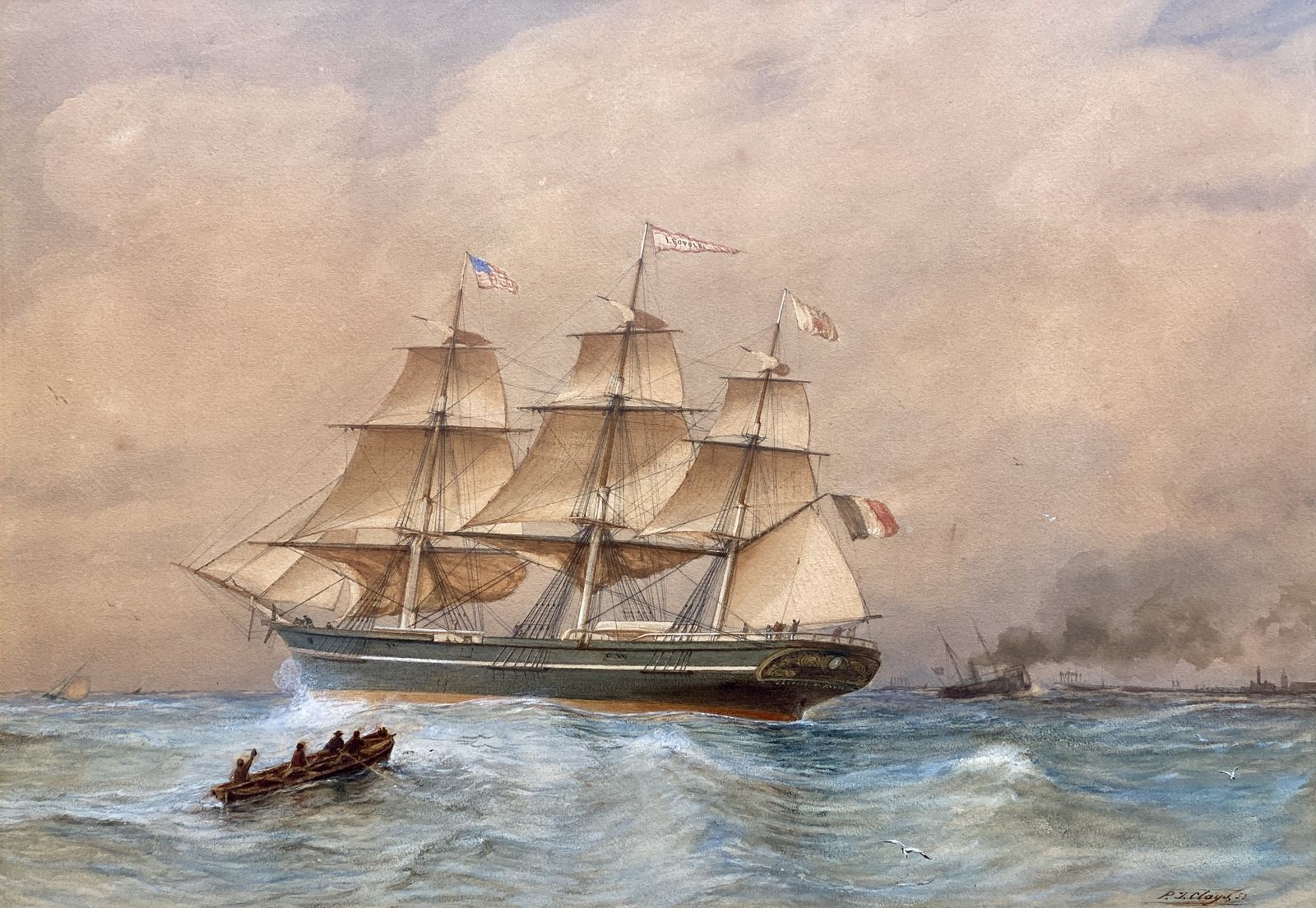 ‘Full Speed Ahead’ By Paul Jean Clays, Bruges 1819 – 1900 Brussels, Belgian Painter photo furniture