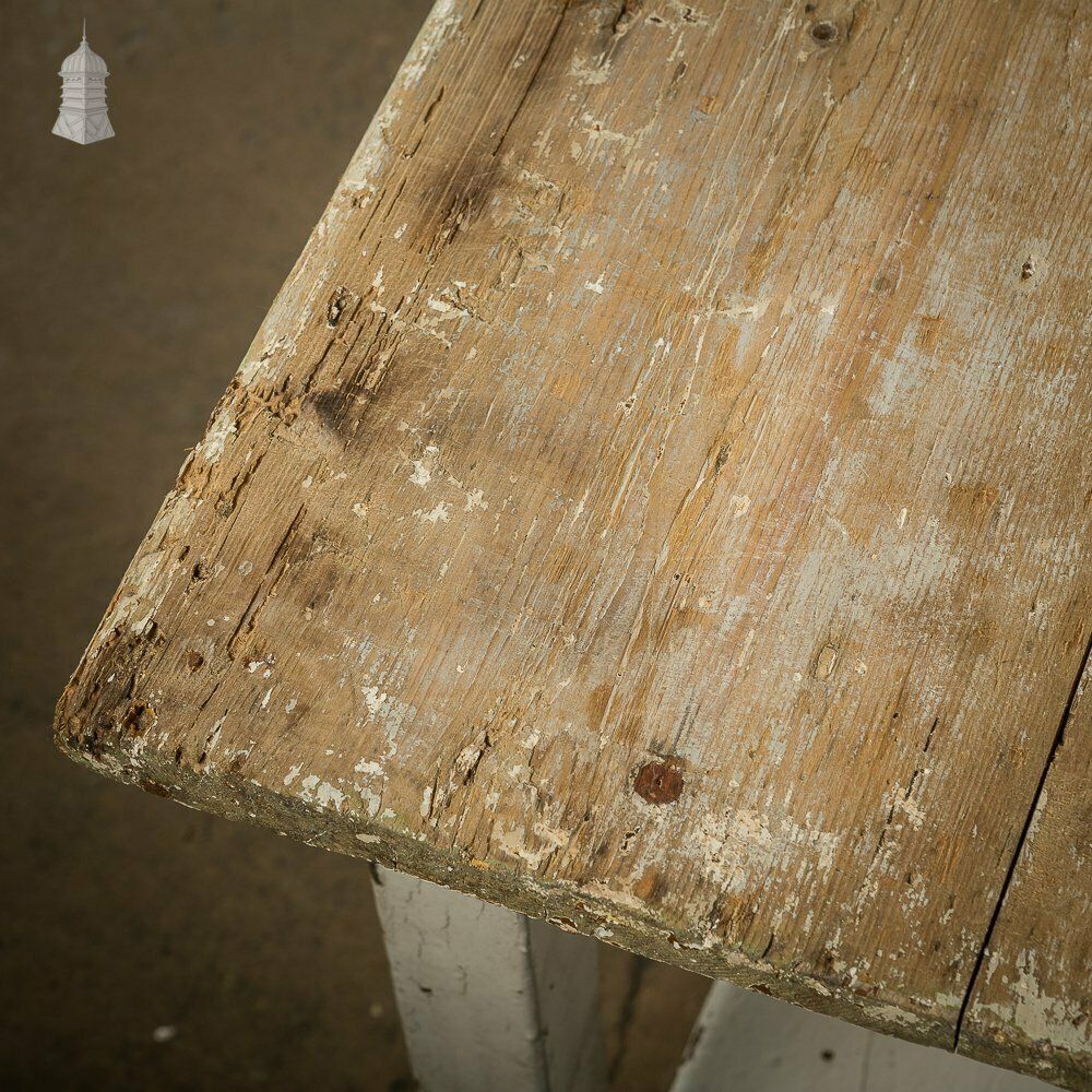 Small Rustic 18th C Pine Table With Distressed White Paint Finish photo vinterior
