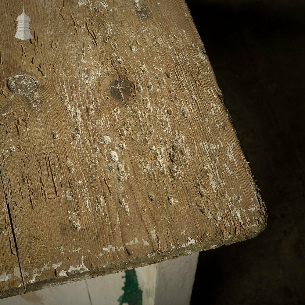 photo furniture Small Rustic 18th C Pine Table With Distressed White Paint Finish