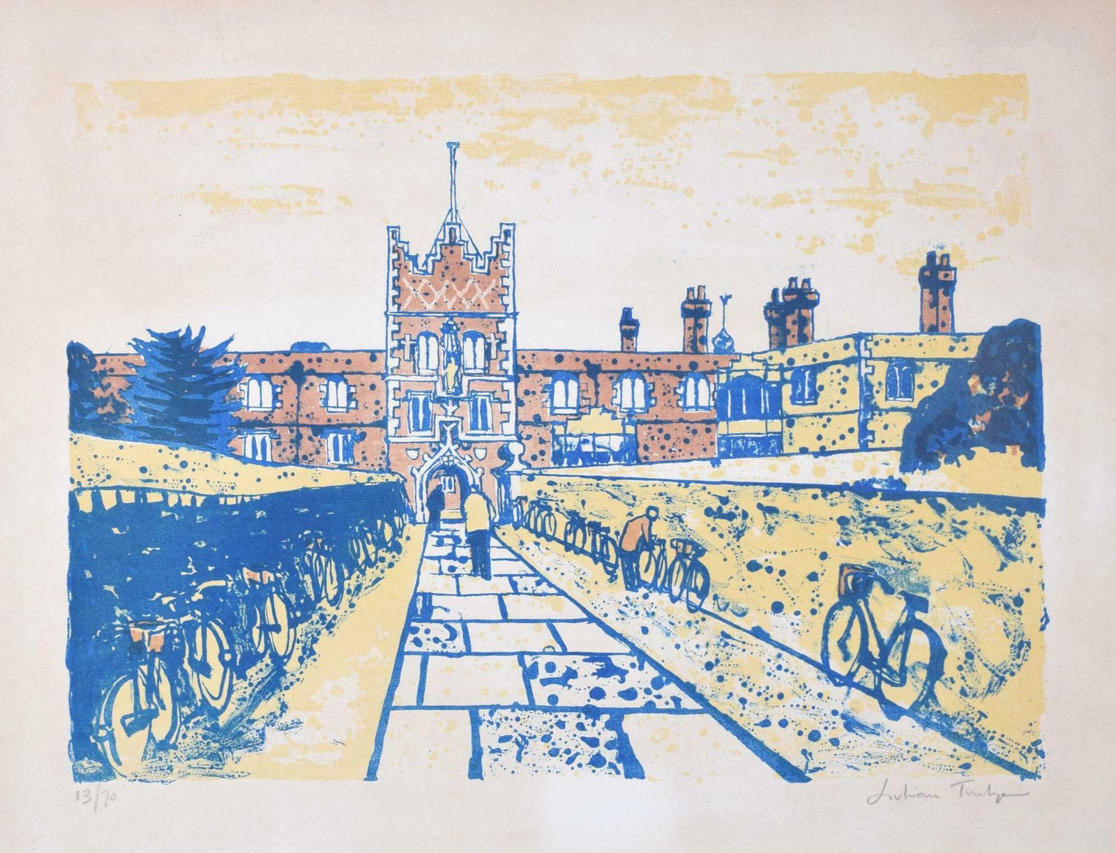 Jesus College, Cambridge Lithograph By Julian Trevelyan