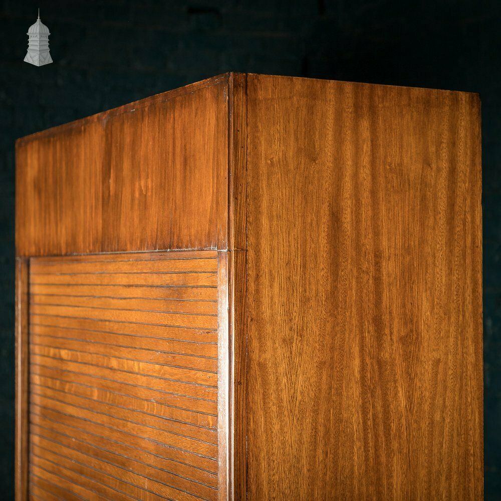 photo furniture Tambour Front Cabinet, Mahogany And Oak Construction With Internal Pigeonhole Shelving From A Liner