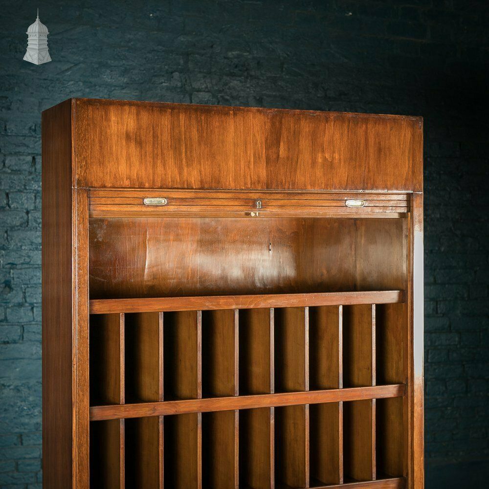 3300.0 Tambour Front Cabinet, Mahogany And Oak Construction With Internal Pigeonhole Shelving From A Liner photo