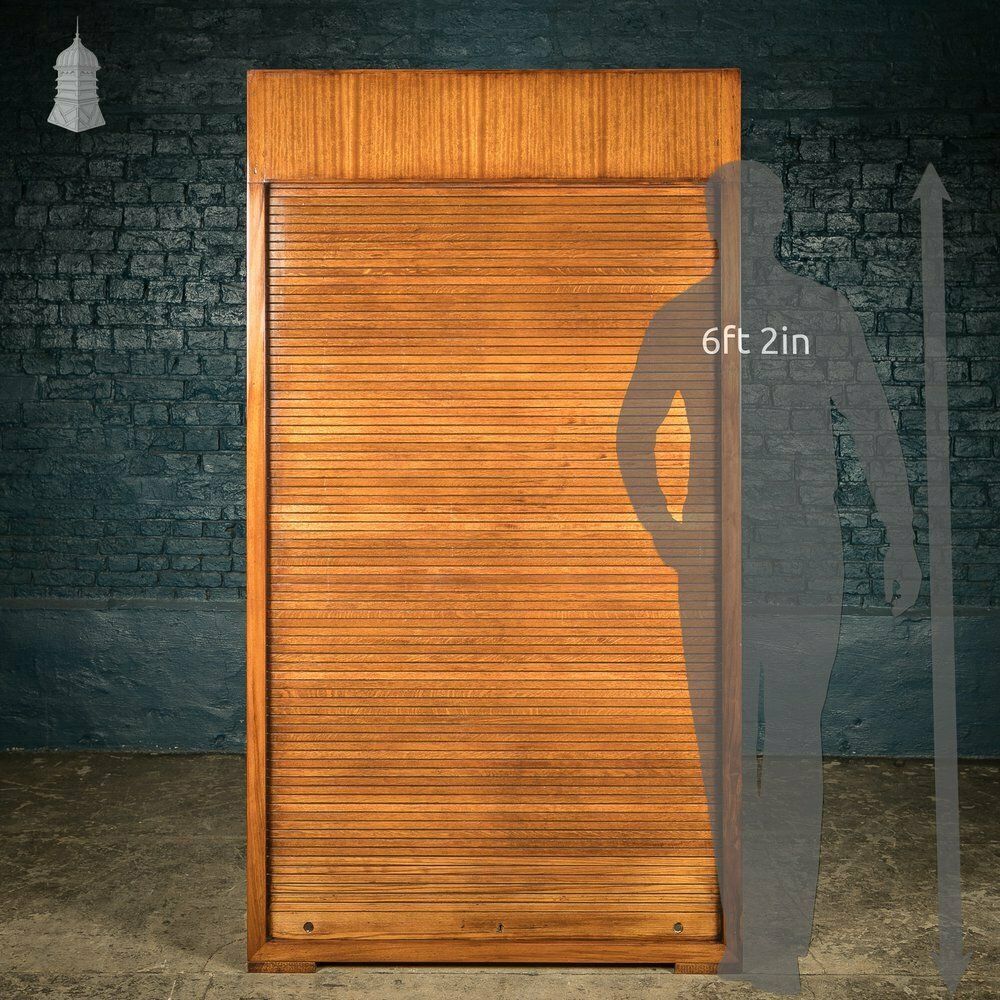 Tambour Front Cabinet, Mahogany And Oak Construction With Internal Pigeonhole Shelving From A Liner photo vinterior