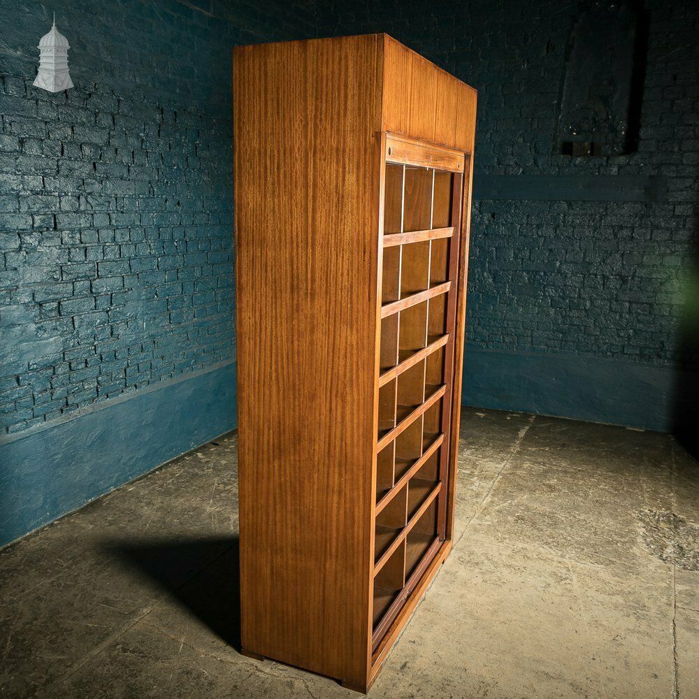 photo buy Tambour Front Cabinet, Mahogany And Oak Construction With Internal Pigeonhole Shelving From A Liner