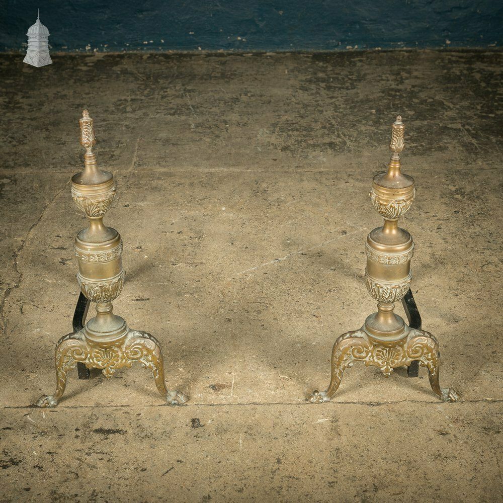 Fire Dog Andirons, Ornate Brass Pair photo furniture