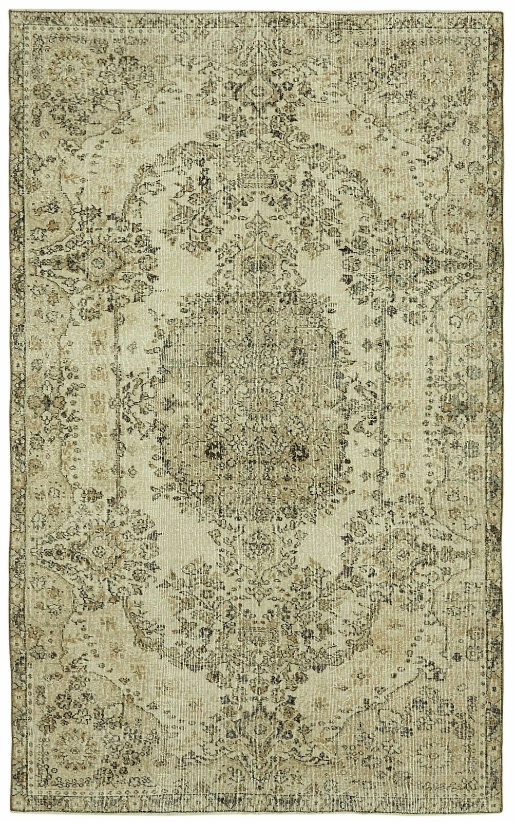 5x9 Beige Turkish Vintage Area Rug   41595