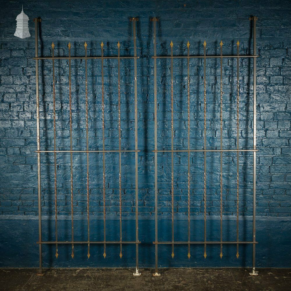 Pair Of 20th C Large Iron Railings With Arrow Head Details photo furniture