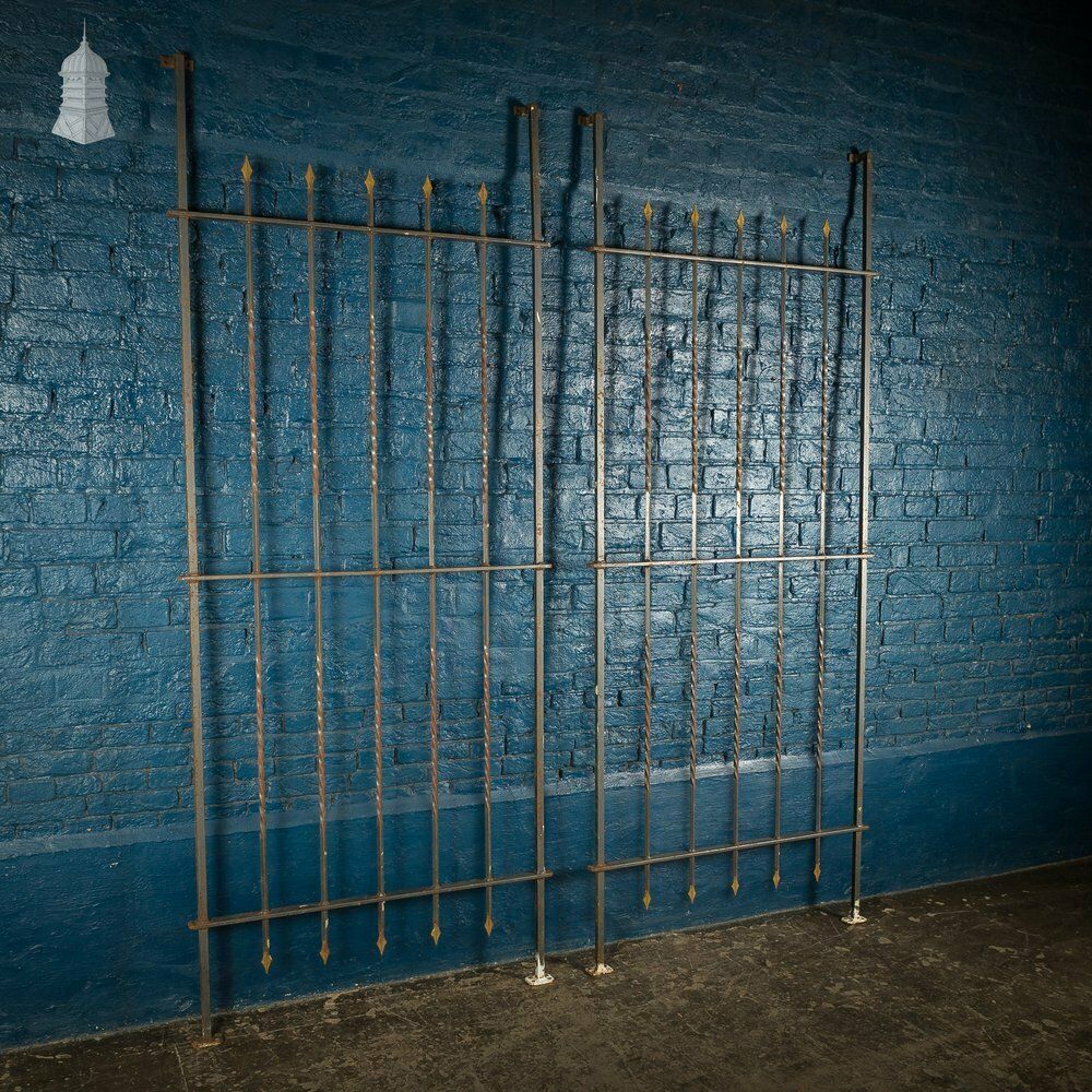 Pair Of 20th C Large Iron Railings With Arrow Head Details