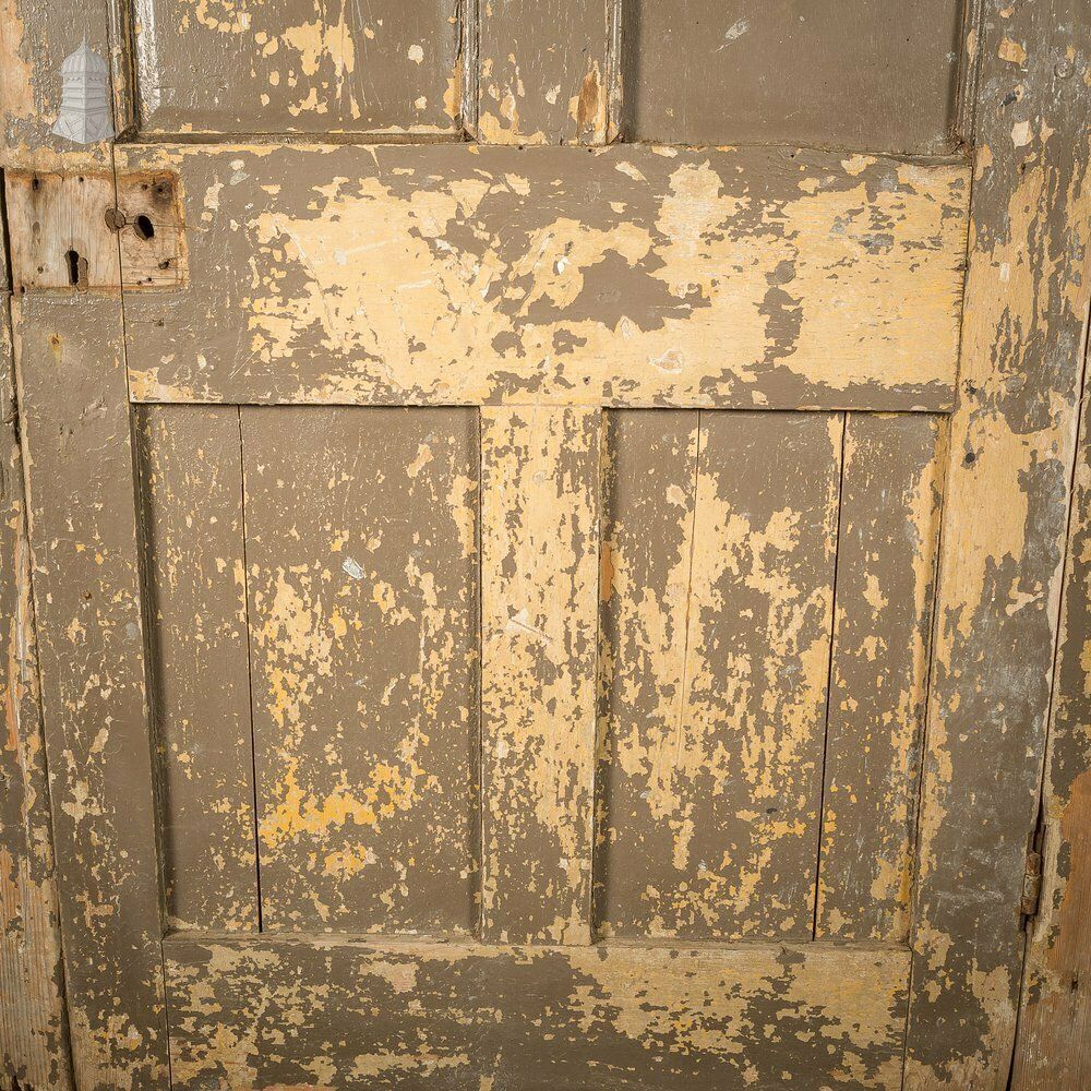 Large Georgian Arch Top Door Frame And Door With Distressed Paint Finish photo for sale
