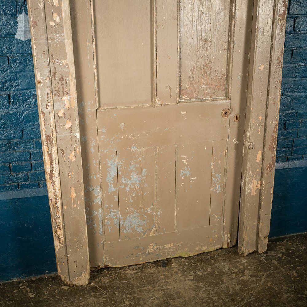 Large Georgian Arch Top Door Frame And Door With Distressed Paint Finish photo vinterior