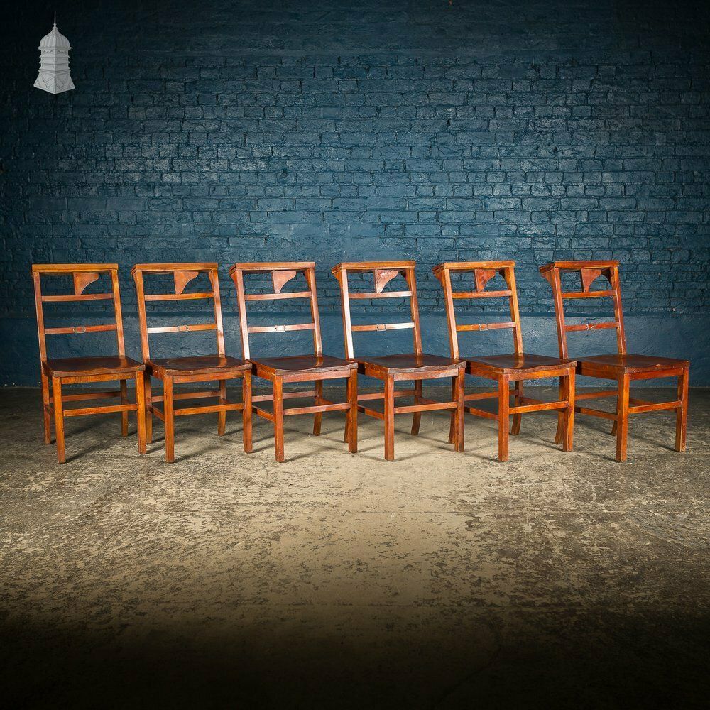 photo vinterior Set Of 6 19th C Elm Synagogue Chairs [No. 3]