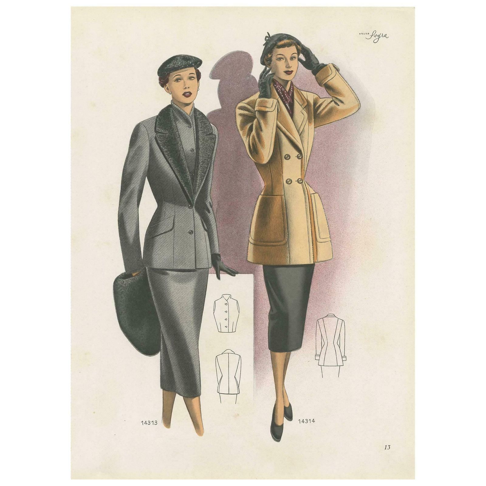 Original Vintage Fashion Print Published In Ladies Styles, 1952