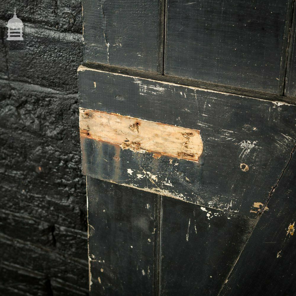 19th C Black Painted V Grove Pine Ledged And Braced Internal Cottage Door photo vinterior