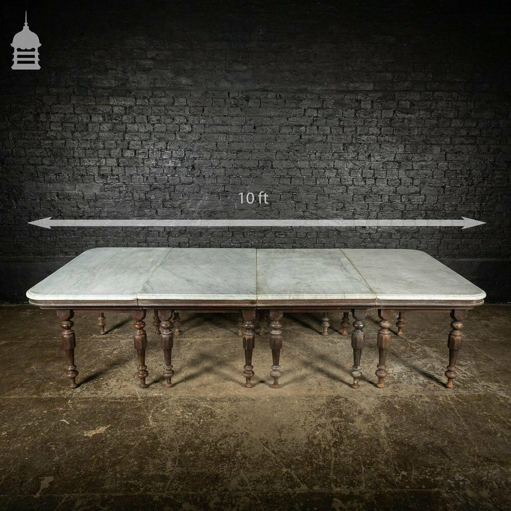 34800.0 19th C Marble Topped Anglo Indian 7 Leaf Colonial Banqueting Table photo