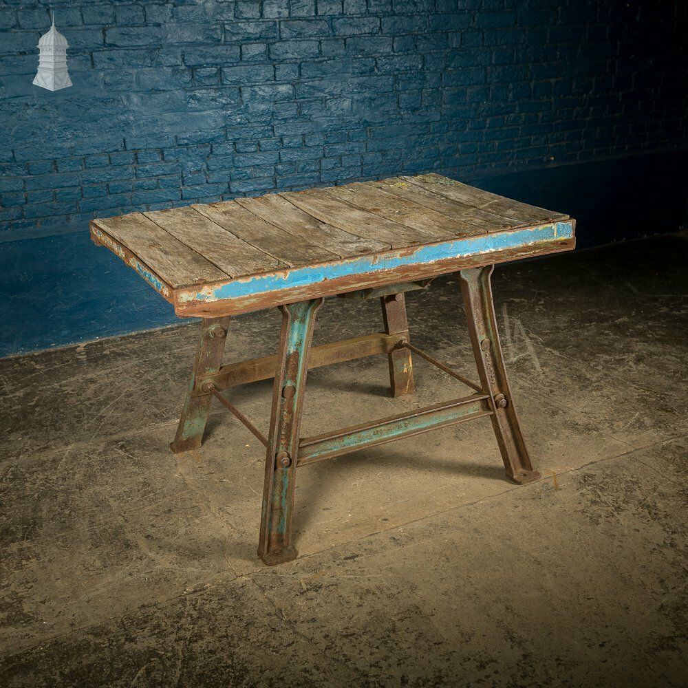 Cast Iron Industrial Base With Steel And Timber Top
