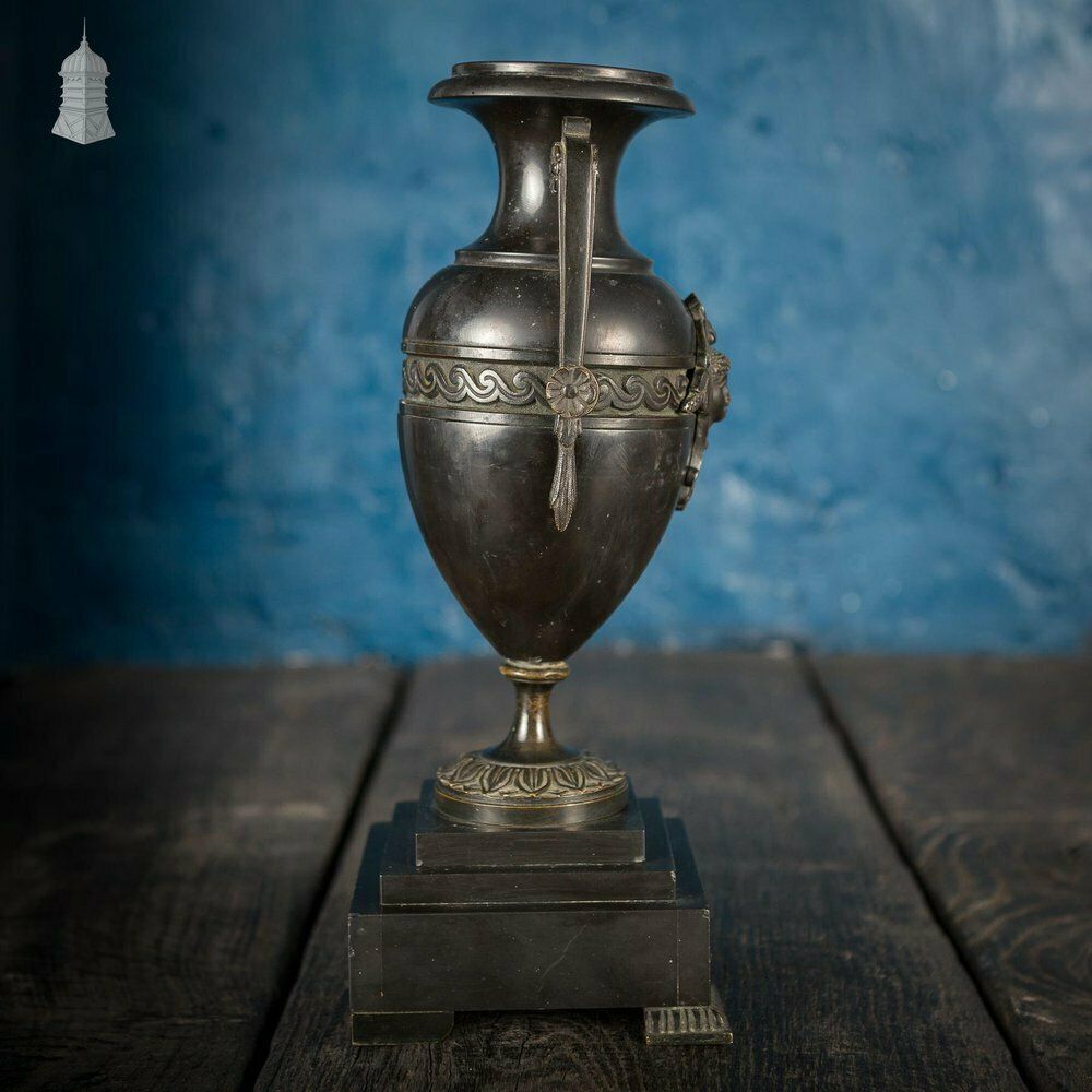 19th C Grand Tour Decorative Black Finish Bronze Mantle Piece Urn photo vinterior